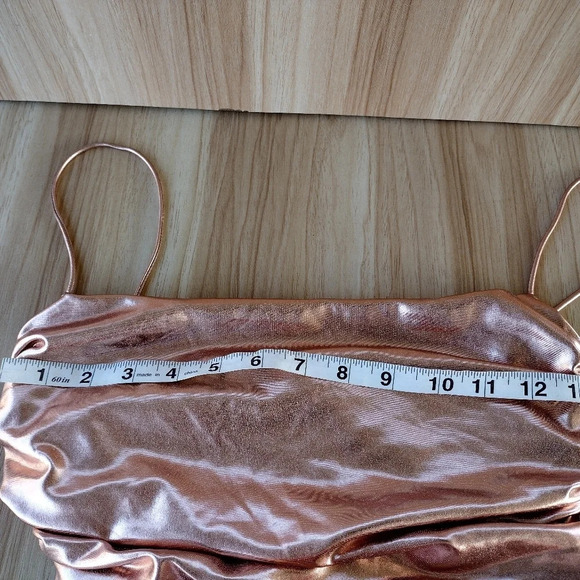 COPY - Oh Polly Dress Ruched Bodycon Mini Dress in Rose Gold - size US 4 - Picture 8 of 10